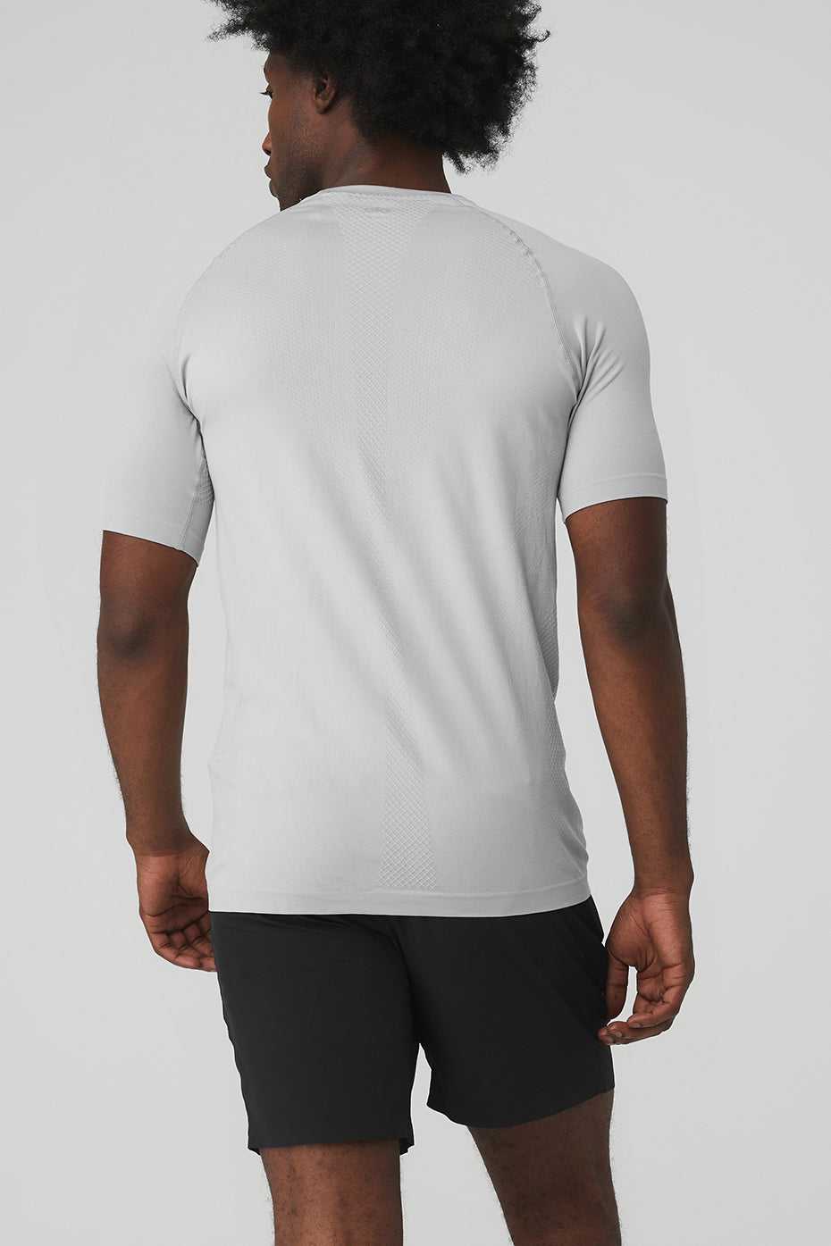 Alo Yoga USA Amplify Seamless Tee Athletic Grey | 1459238-JT