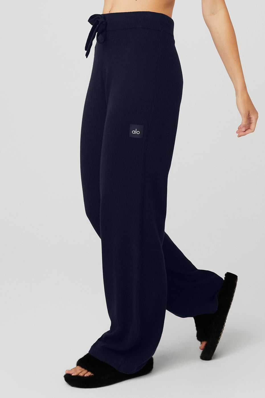 Alo Yoga USA Cashmere High-Waist Jet Set Wide Leg Navy | 1576034-XB