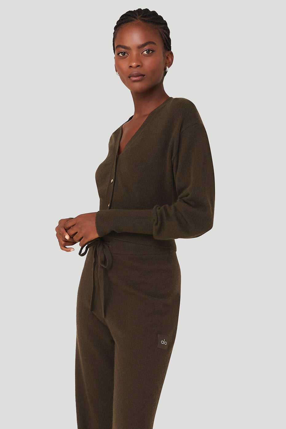 Alo Yoga USA Cashmere Jet Set Cardigan Espresso | 7134960-CQ