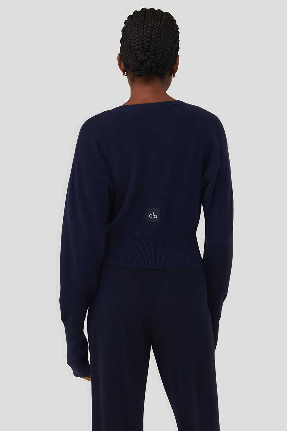 Alo Yoga USA Cashmere Jet Set Cardigan Navy | 7492538-YG