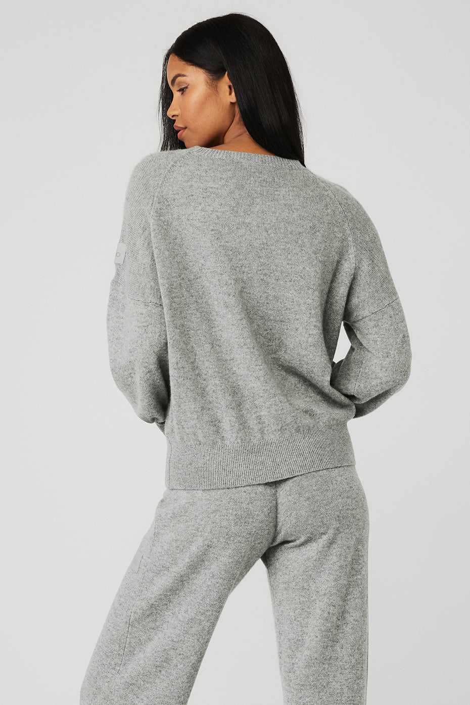 Alo Yoga USA Cashmere Jet Set Crew Dove Grey | 0463792-UY