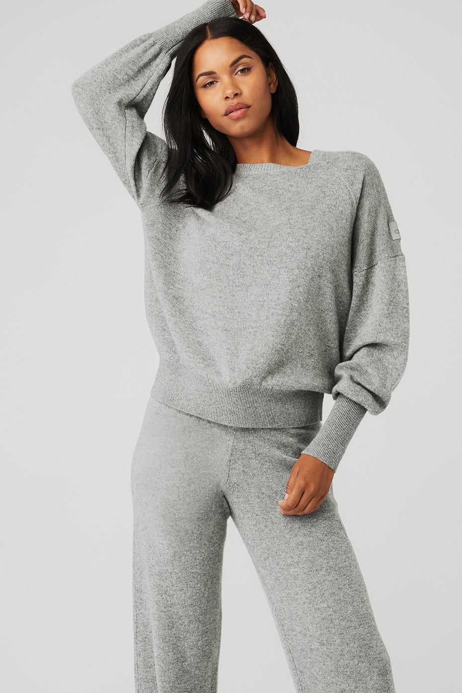 Alo Yoga USA Cashmere Jet Set Crew Dove Grey | 0463792-UY