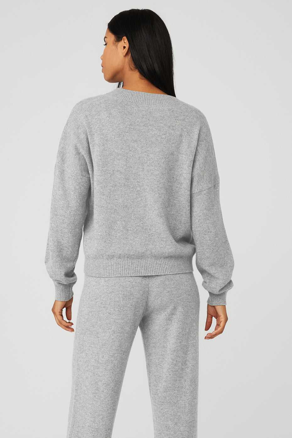 Alo Yoga USA Cashmere Jet Set V-Neck Pullover Dove Grey | 7540162-LS