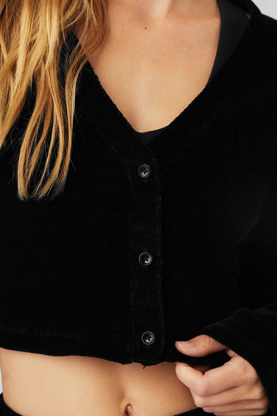 Alo Yoga USA Chenille Chalet Cardigan Black | 1703845-XO