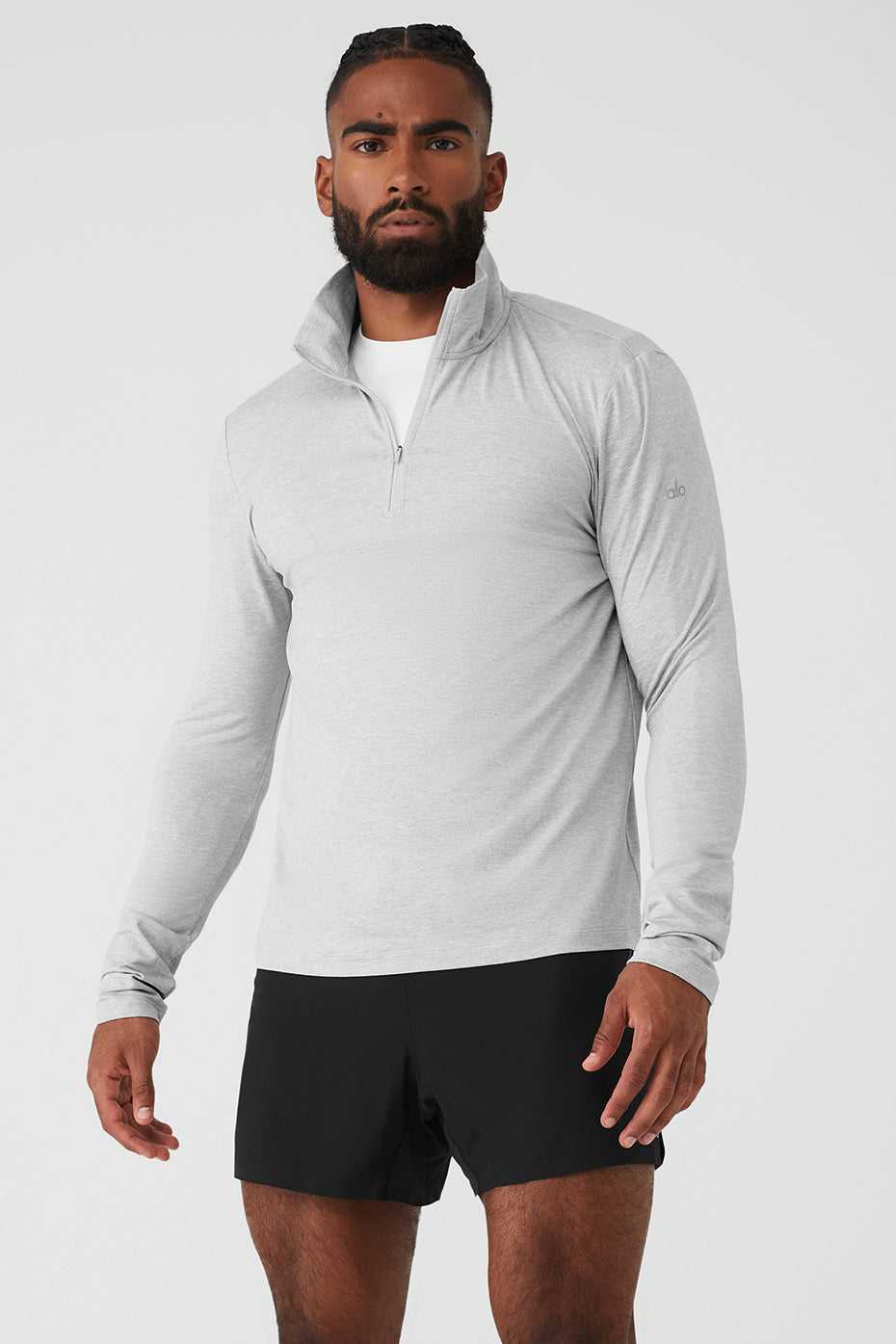 Alo Yoga USA Conquer 1/4 Zip Reform Long Sleeve Athletic Grey | 9673851-QA