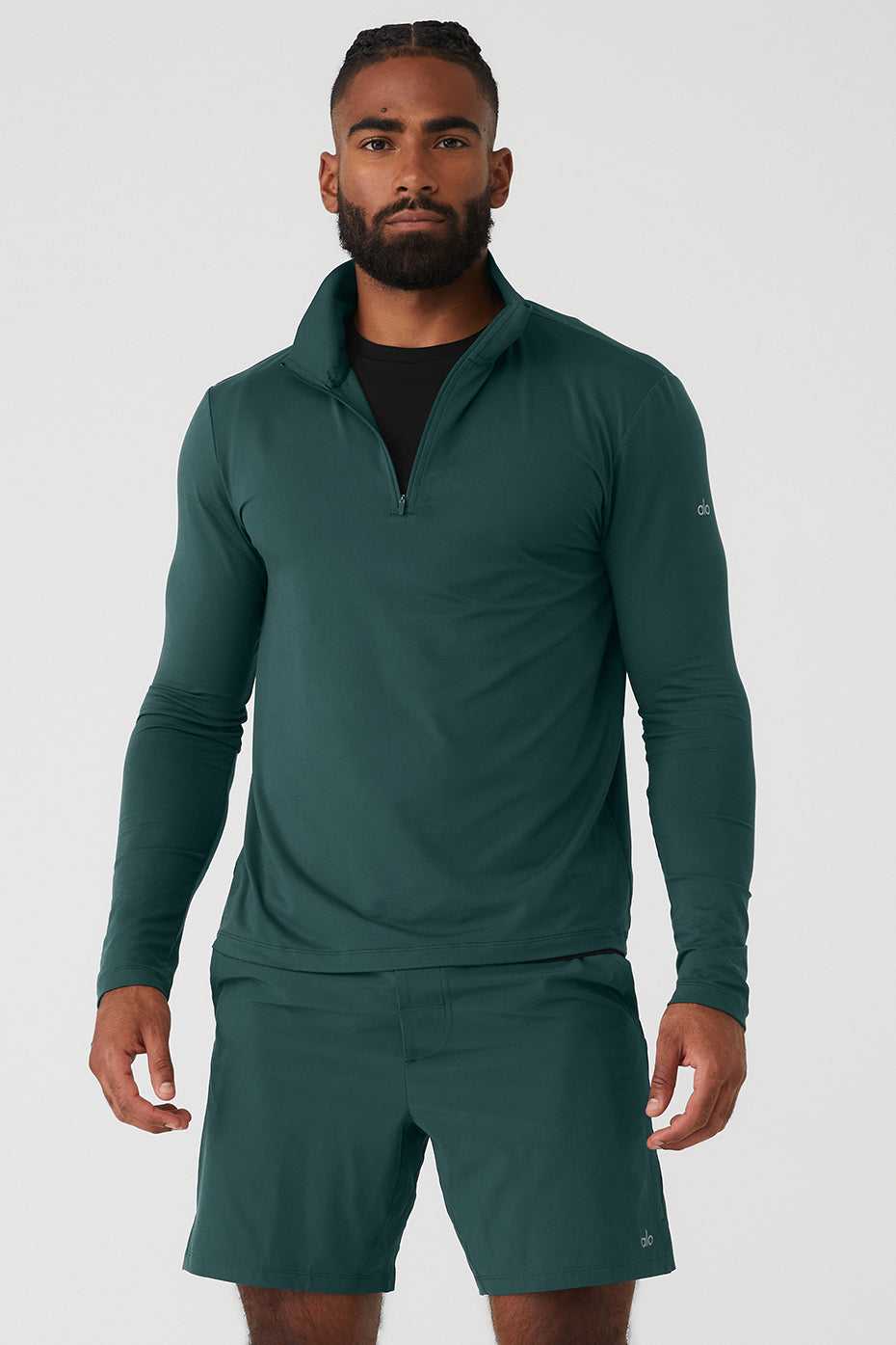 Alo Yoga USA Conquer 1/4 Zip Reform Long Sleeve Midnight Green | 9701824-UT