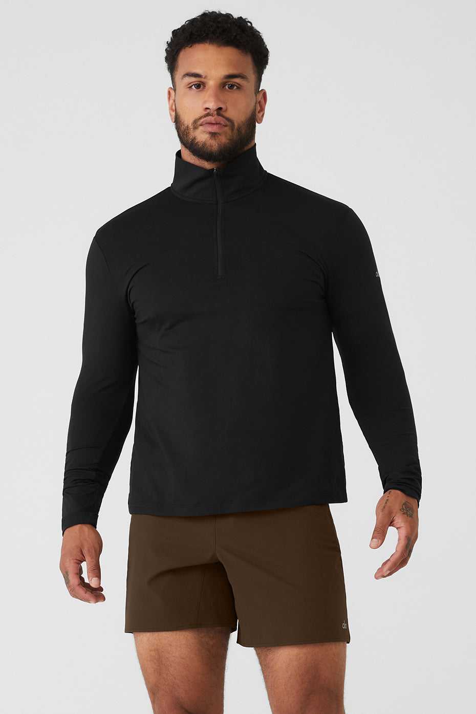 Alo Yoga USA Conquer 1/4 Zip Reform Long Sleeve Black | 3618274-FZ