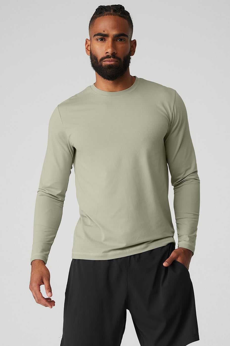 Alo Yoga USA Conquer Reform Crewneck Long Sleeve Limestone | 6713240-HV