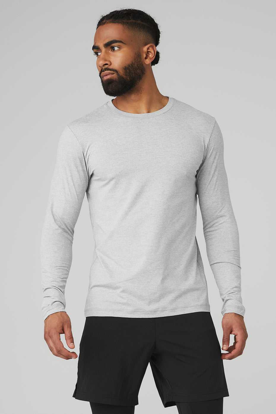 Alo Yoga USA Conquer Reform Crewneck Long Sleeve Athletic Grey | 0173582-DE