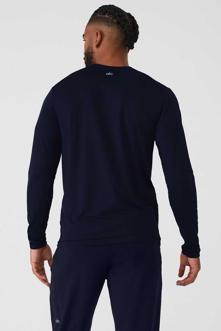 Alo Yoga USA Conquer Reform Crewneck Long Sleeve Navy | 8062973-HX