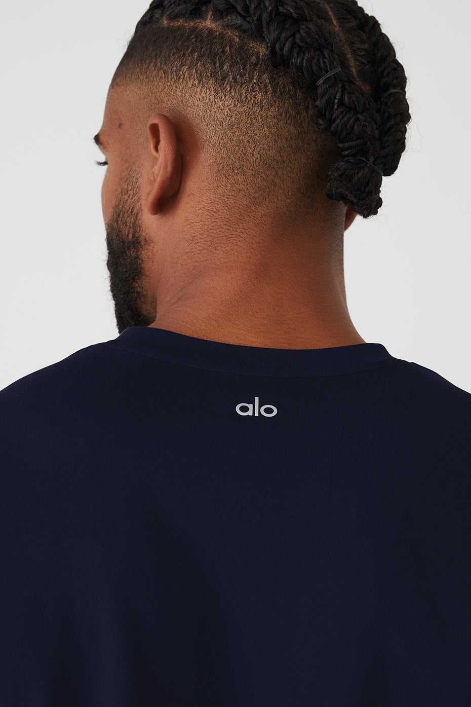 Alo Yoga USA Conquer Reform Crewneck Long Sleeve Navy | 8062973-HX