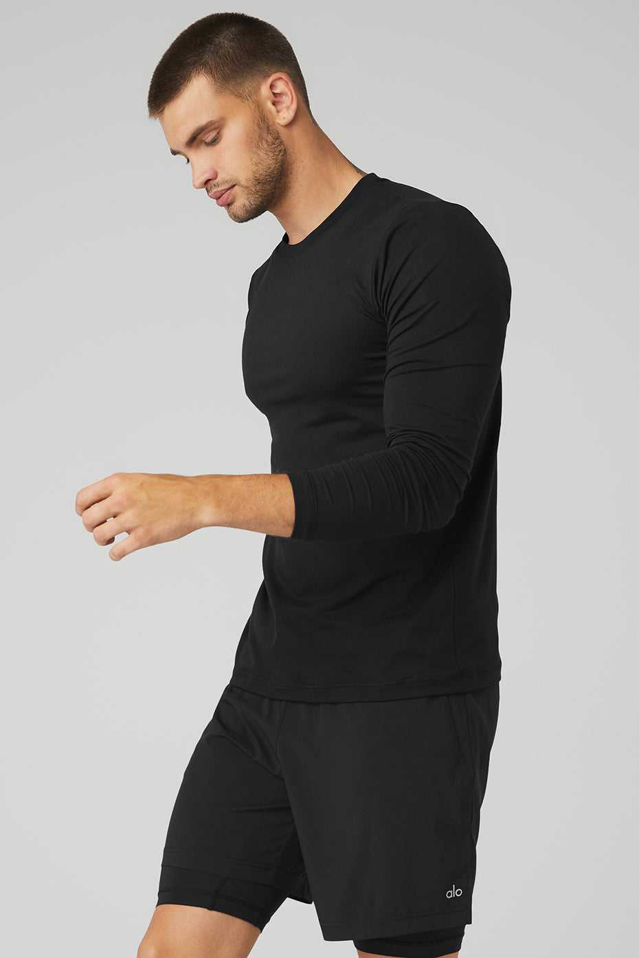 Alo Yoga USA Conquer Reform Crewneck Long Sleeve Black | 8462019-EY