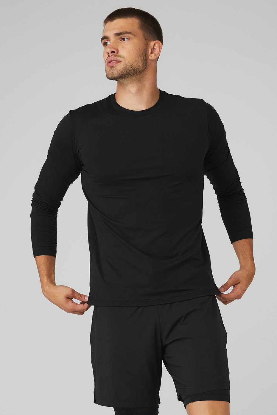 Alo Yoga USA Conquer Reform Crewneck Long Sleeve Black | 8462019-EY