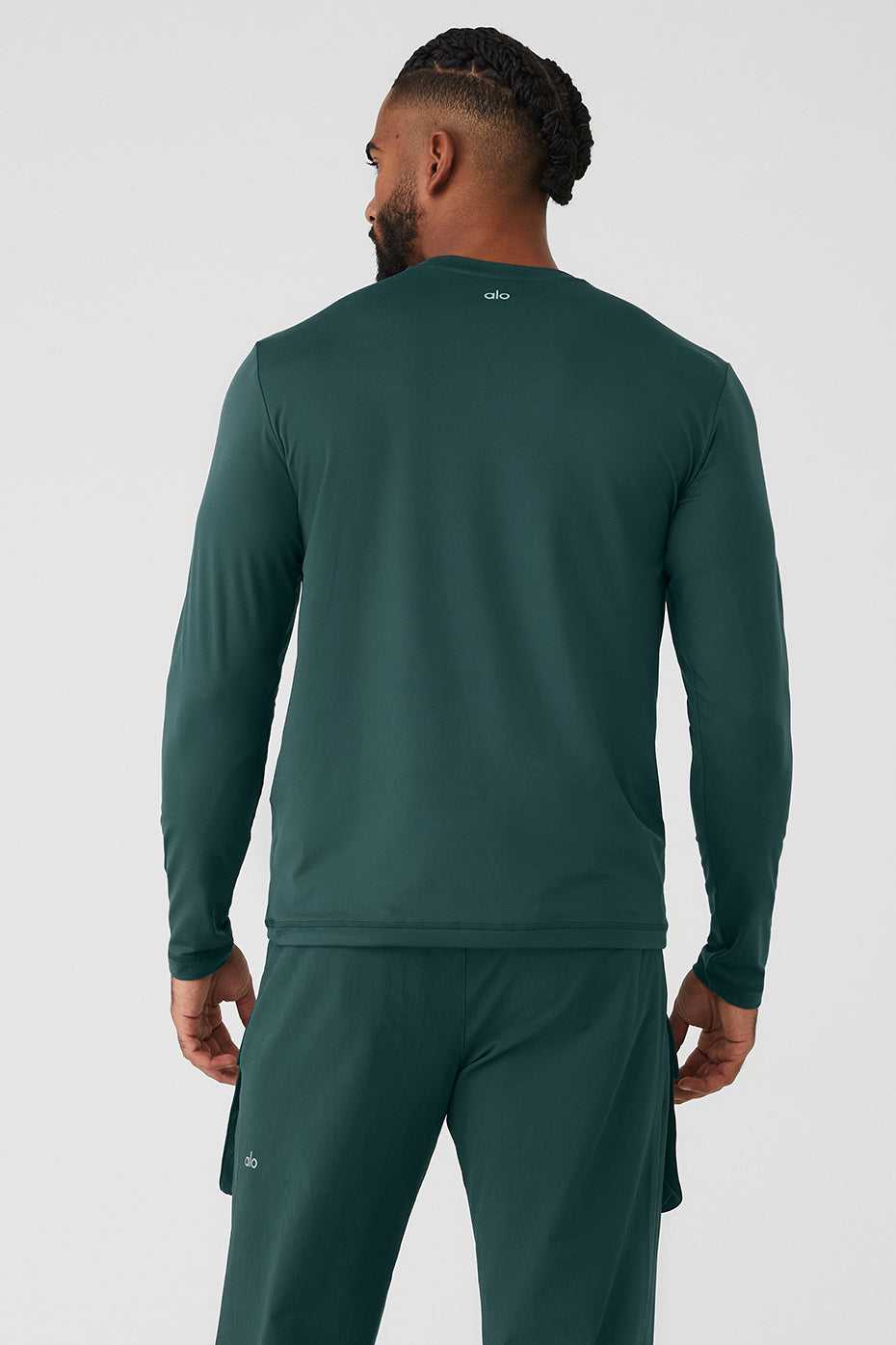 Alo Yoga USA Conquer Reform Crewneck Long Sleeve Midnight Green | 3065814-UK