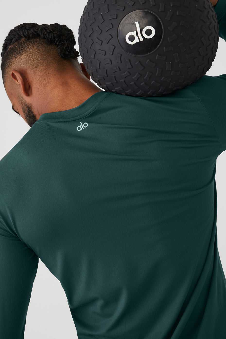 Alo Yoga USA Conquer Reform Crewneck Long Sleeve Midnight Green | 3065814-UK