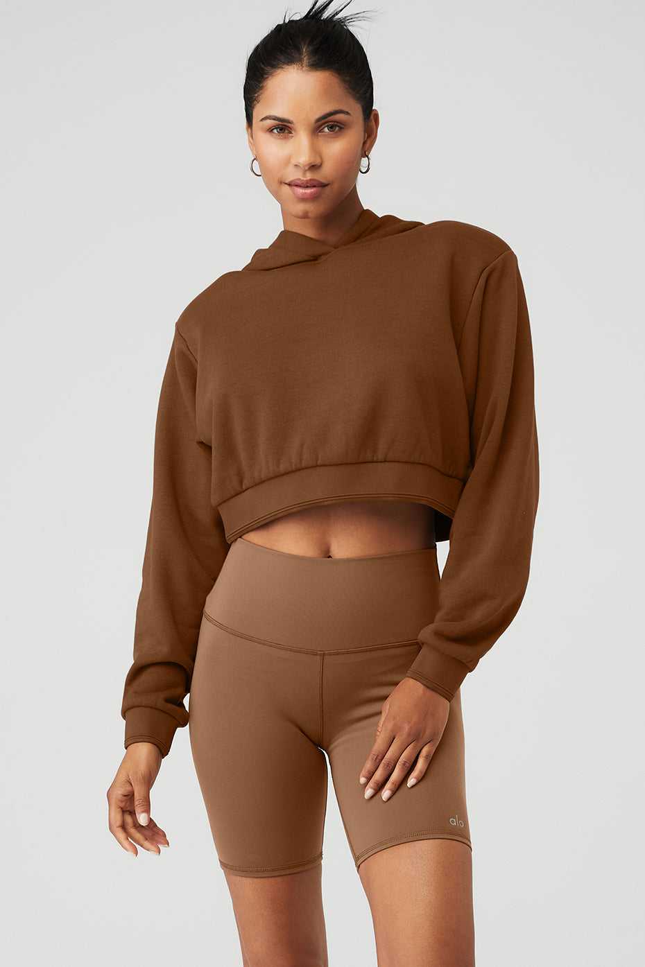 Alo Yoga USA Cropped Headliner Shoulder Pad Cinnamon Brown | 8691052-VB