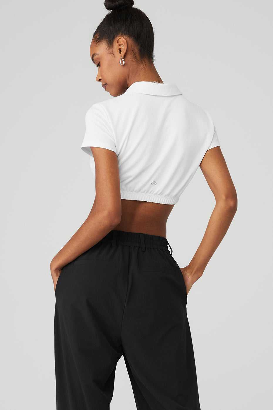 Alo Yoga USA Cropped Prestige Polo White | 9015724-HJ