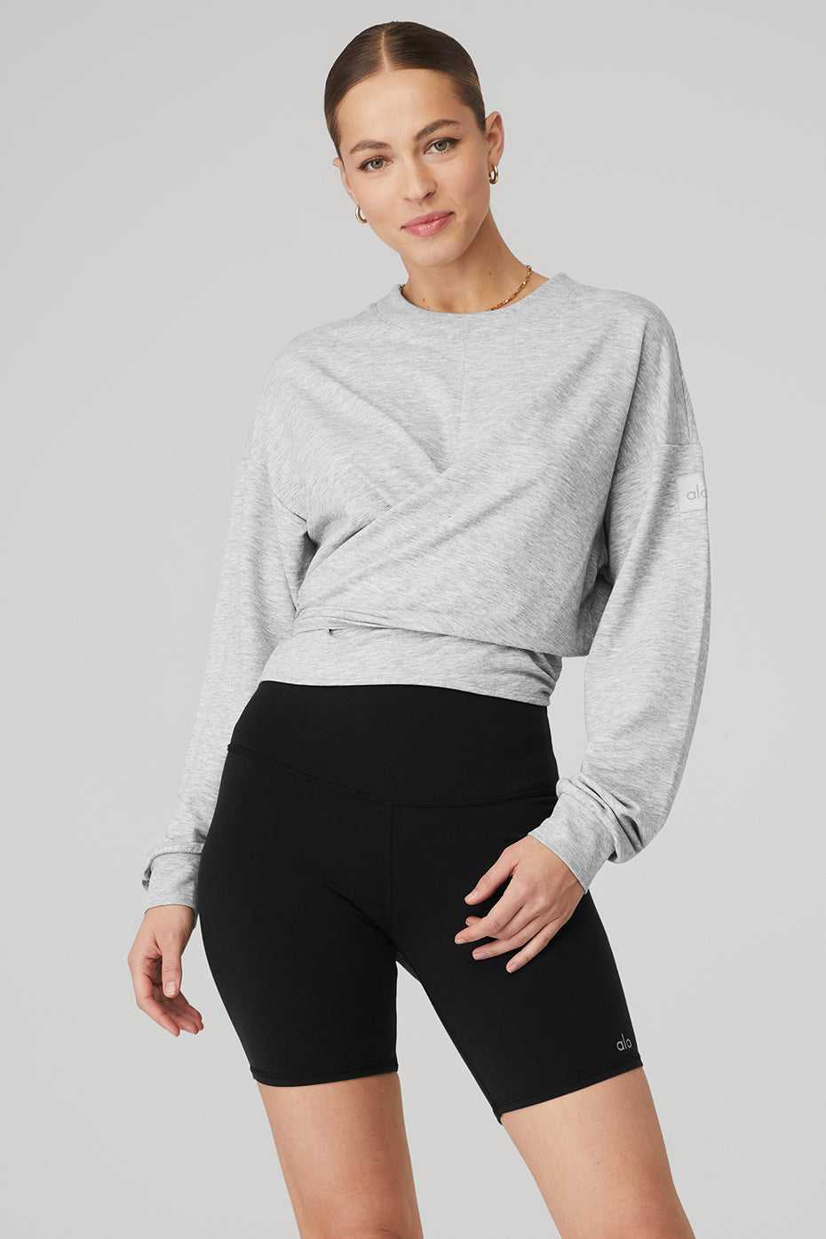 Alo Yoga USA Dreamy Wrap Pullover Athletic Grey | 2508614-XZ