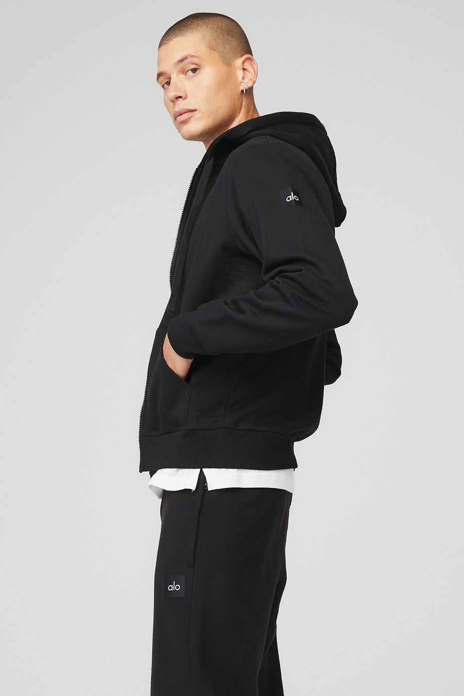 Alo Yoga USA Everyday Full Zip Black | 0872593-XG