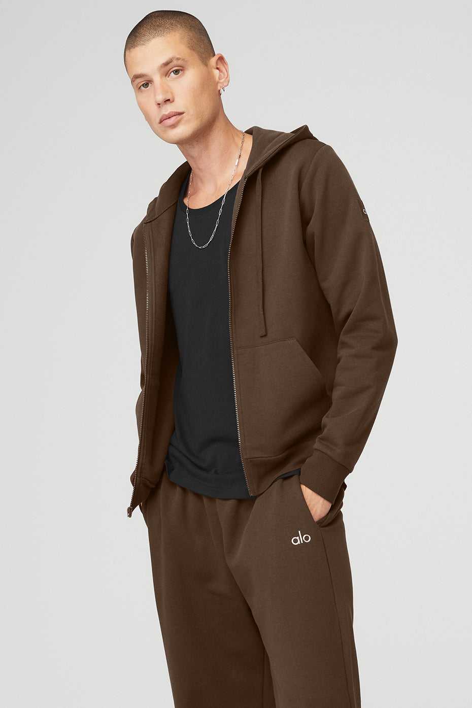 Alo Yoga USA Everyday Full Zip Espresso | 6047918-WH