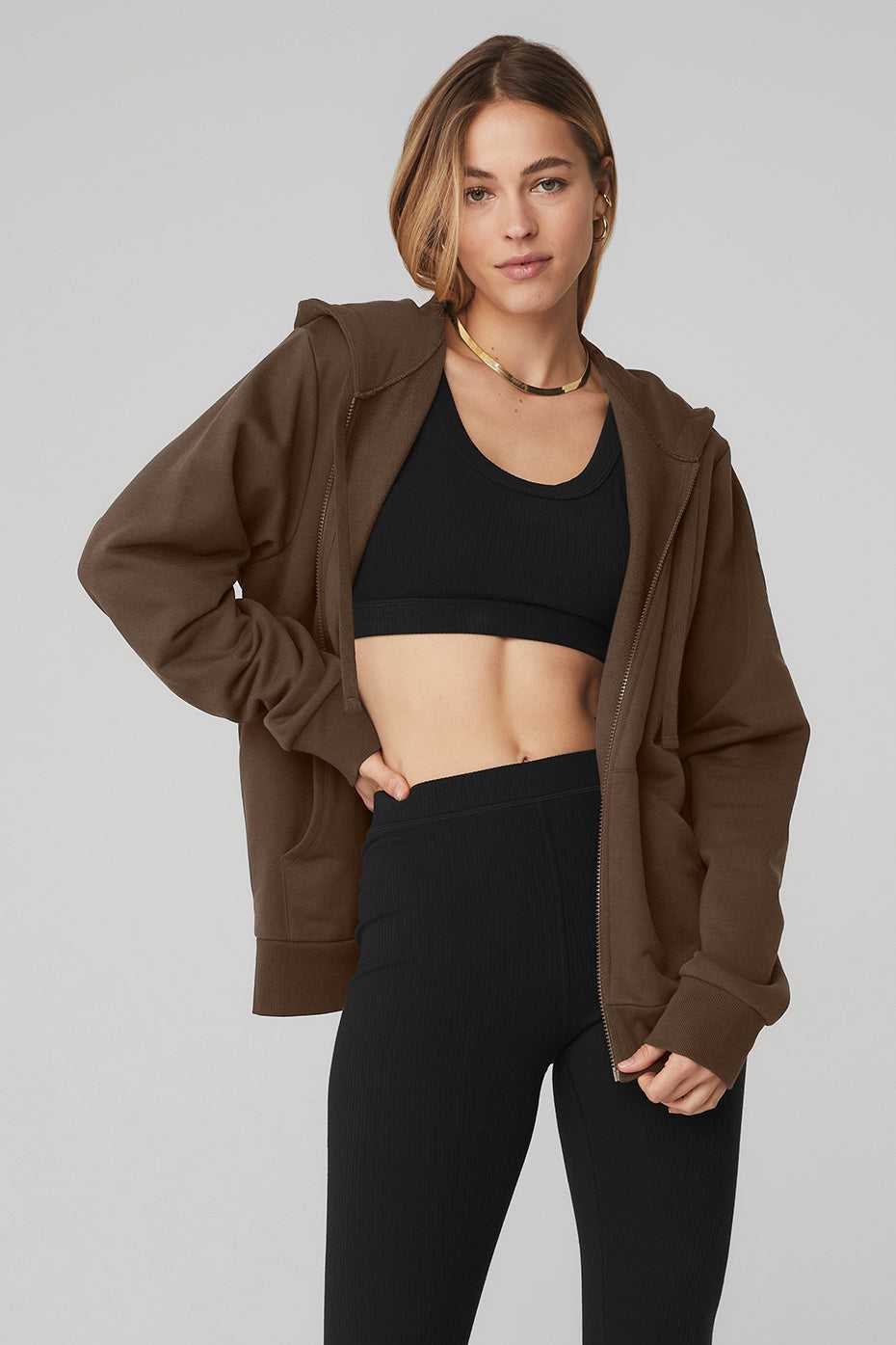 Alo Yoga USA Everyday Full Zip Espresso | 7819032-XW