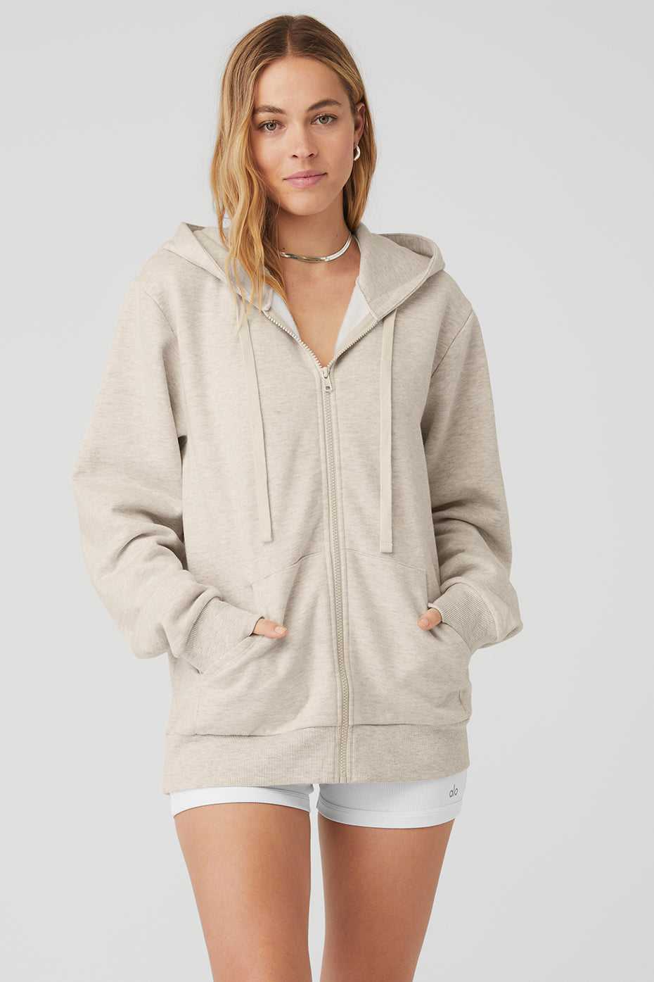 Alo Yoga USA Everyday Full Zip Oatmeal Heather | 4653798-UR