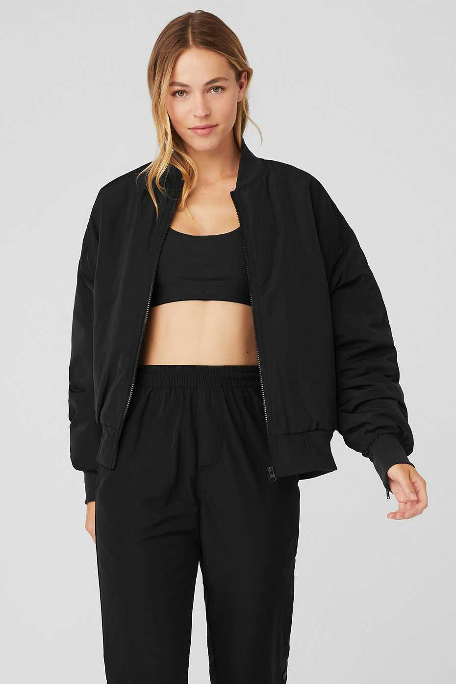 Alo Yoga USA Faux Fur Urbanite Bomber Black | 0125369-VT