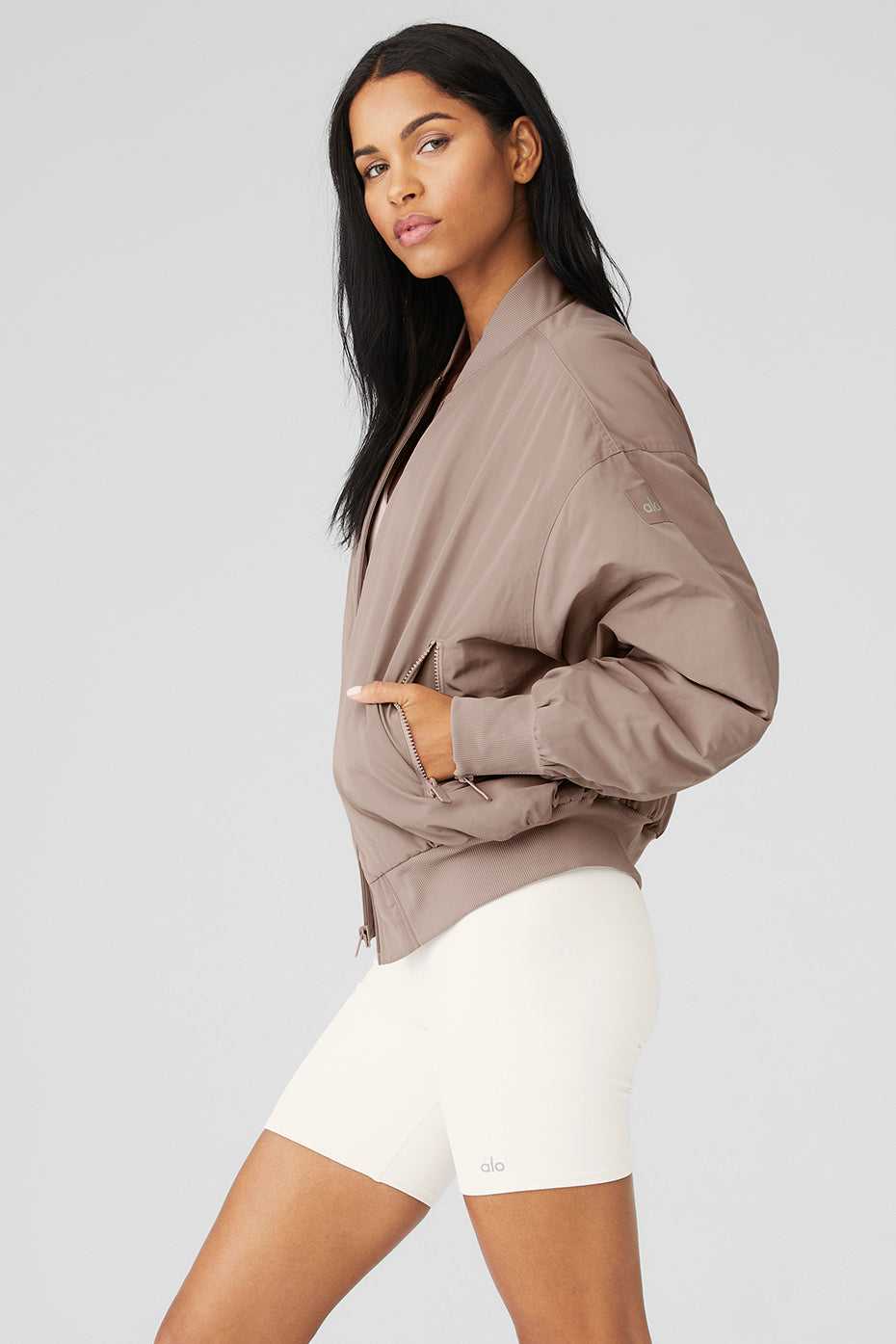 Alo Yoga USA Faux Fur Urbanite Bomber Taupe | 2540867-PC