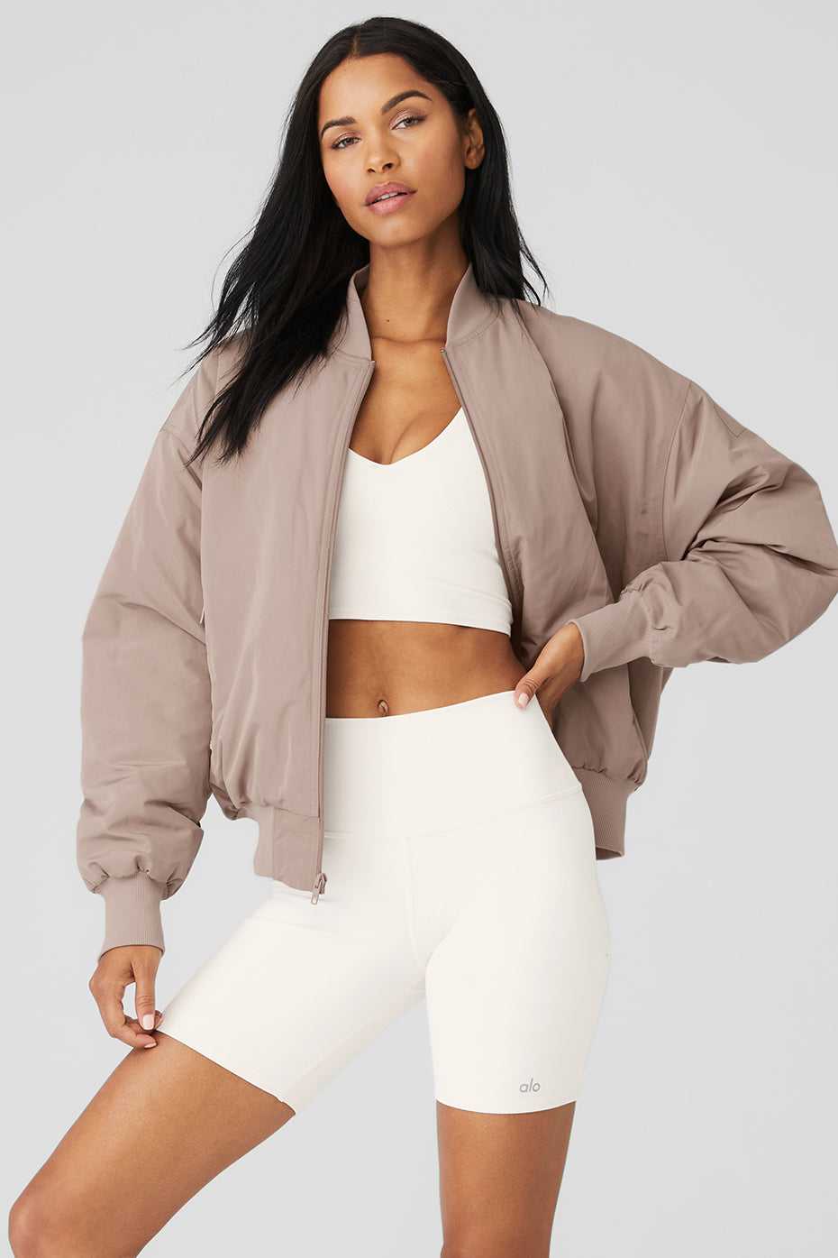 Alo Yoga USA Faux Fur Urbanite Bomber Taupe | 2540867-PC