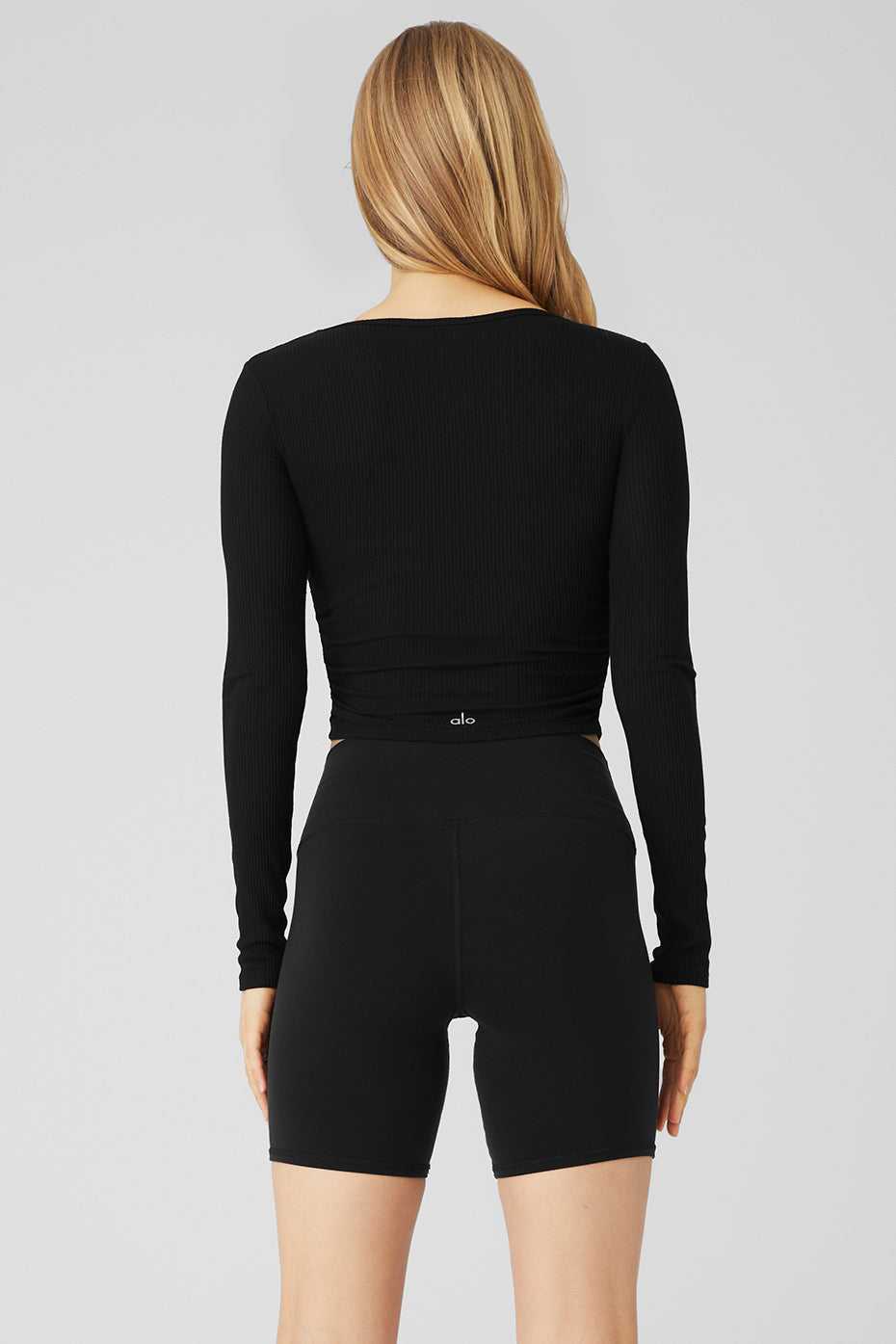 Alo Yoga USA Gather Long Sleeve Black | 5187402-PD