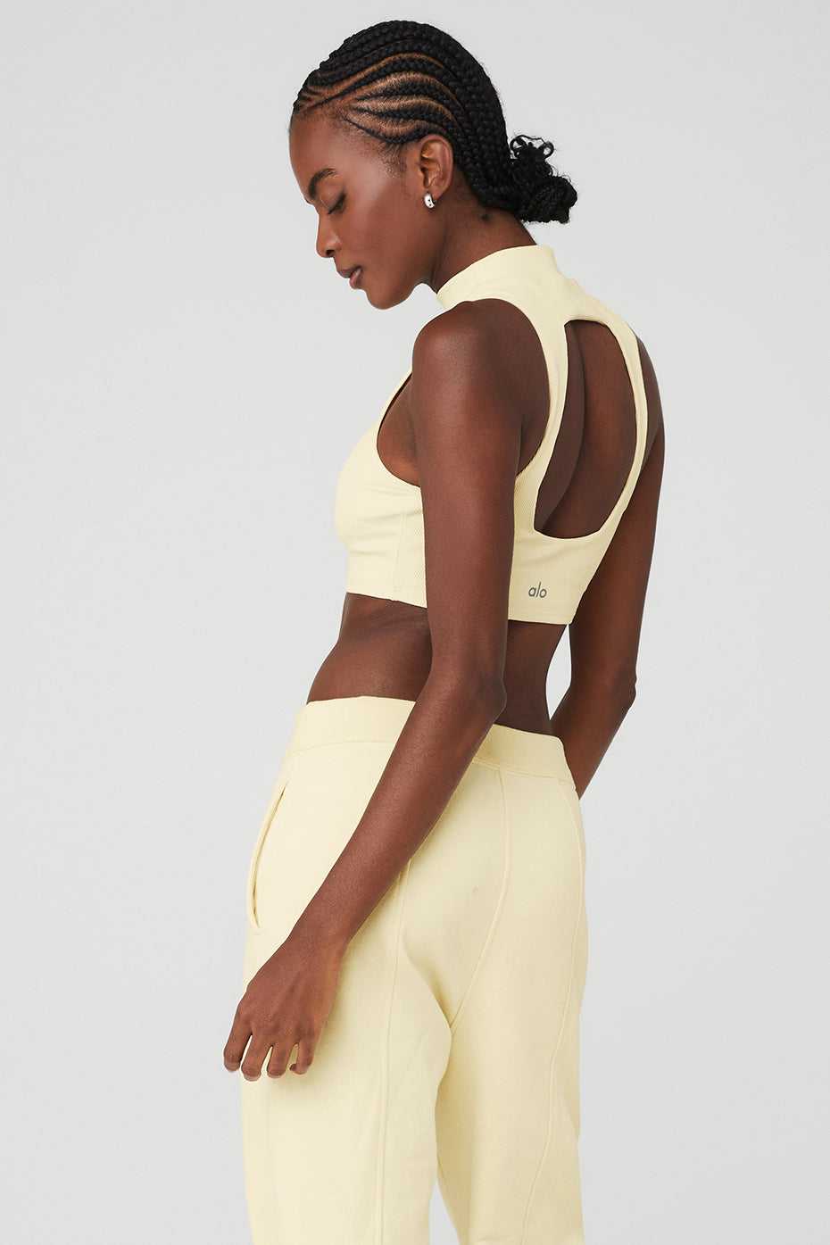 Alo Yoga USA Goddess Rib Cropped Dynamite French Vanilla | 6592784-QV