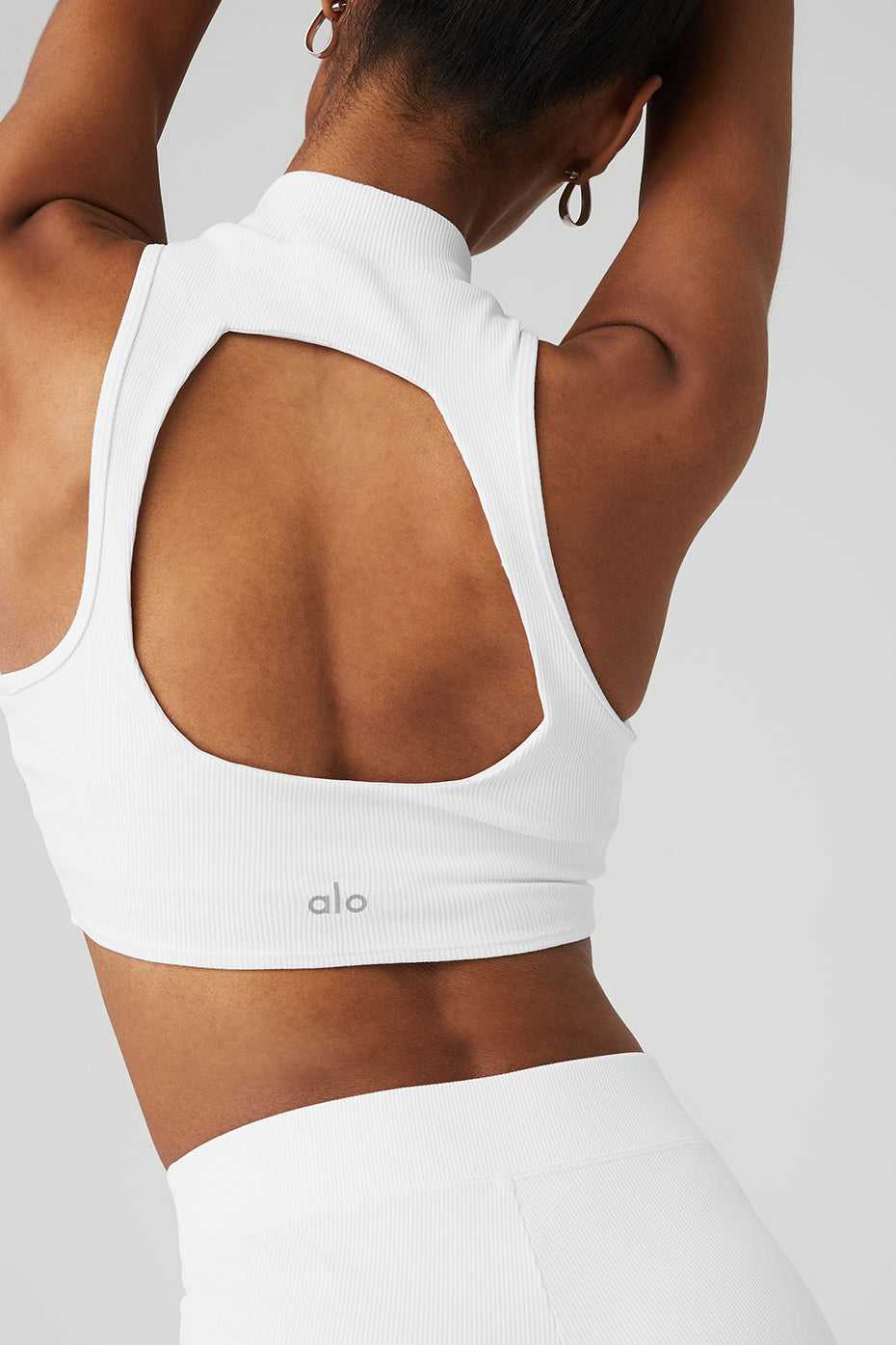 Alo Yoga USA Goddess Rib Cropped Dynamite White | 7514083-SH