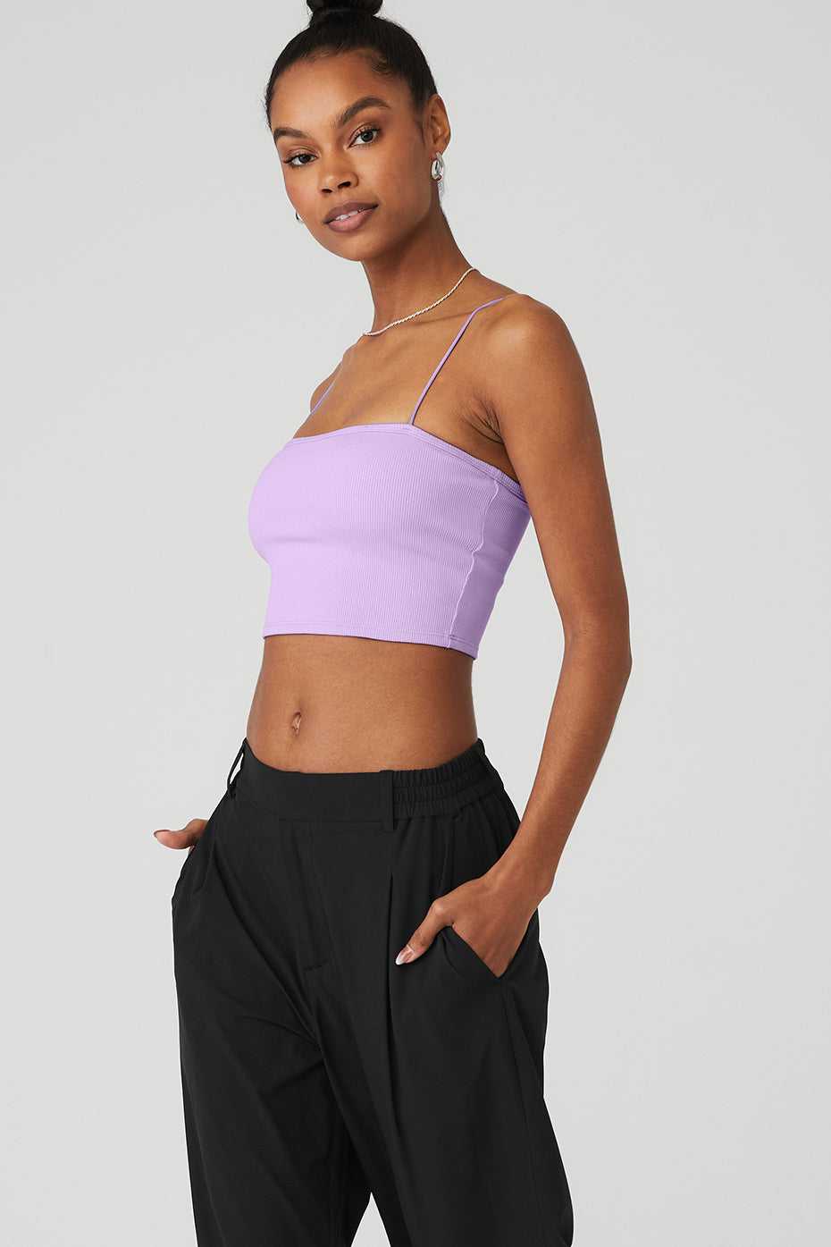 Alo Yoga USA Goddess Ribbed Bandeau Violet Skies | 4103926-ZH