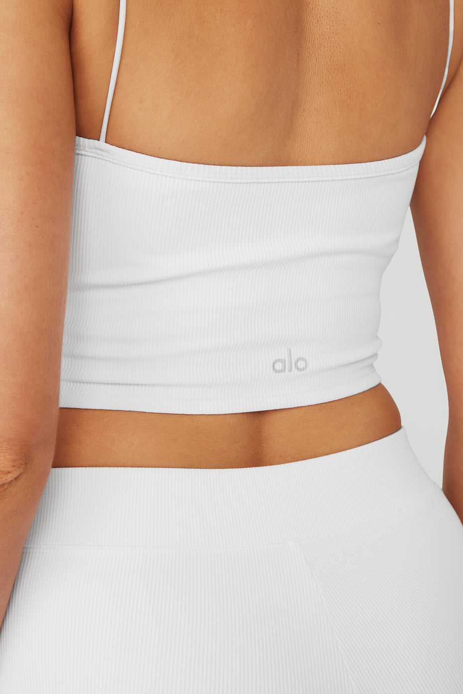 Alo Yoga USA Goddess Ribbed Bandeau White | 3185476-YL