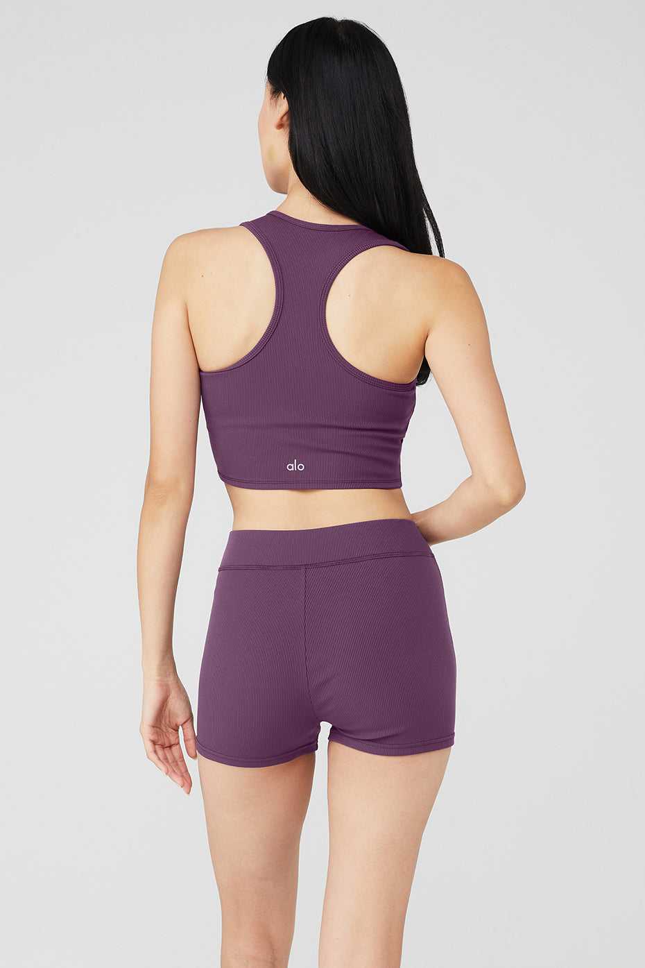 Alo Yoga USA Goddess Ribbed Cropped Racerback Dark Plum | 8416059-FN