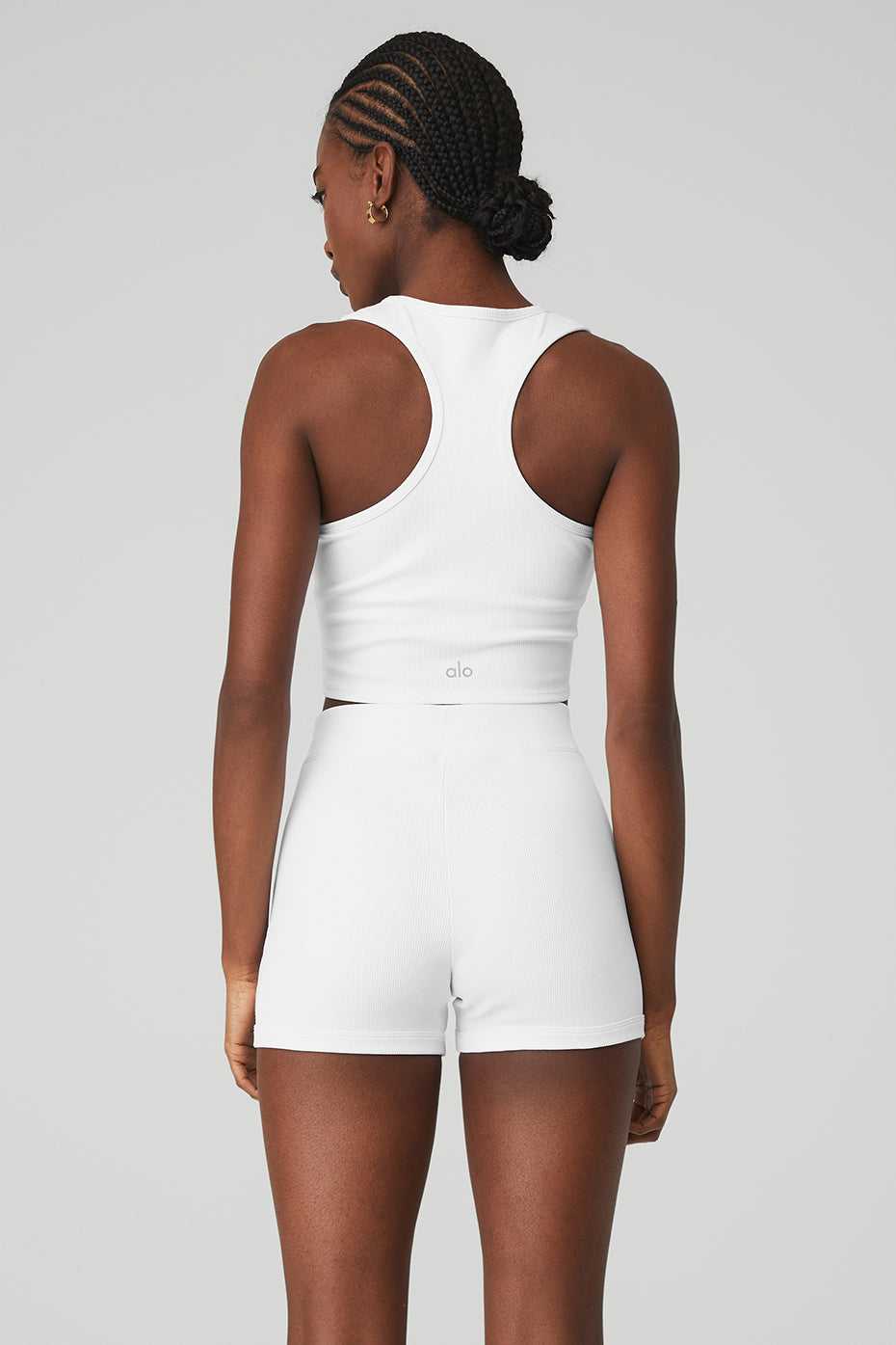 Alo Yoga USA Goddess Ribbed Cropped Racerback White | 3576410-DF