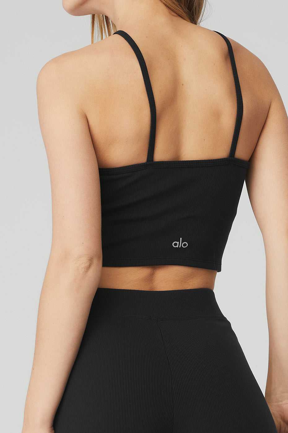 Alo Yoga USA Goddess Ribbed High-Waist Hot Black | 6835409-IB