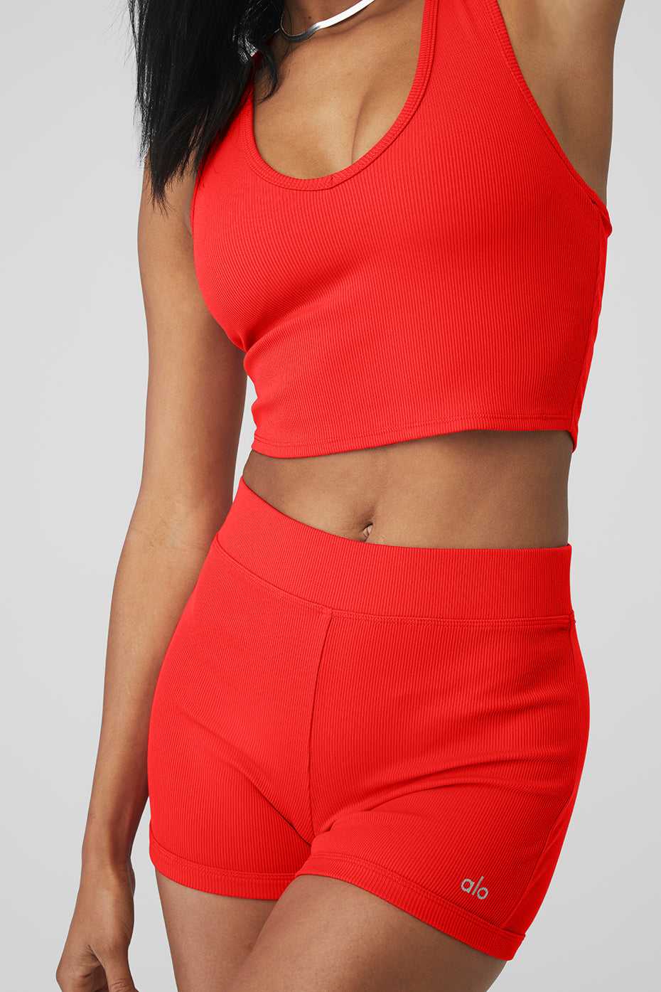 Alo Yoga USA Goddess Ribbed High-Waist Hot Red Hot Summer | 7394652-RU