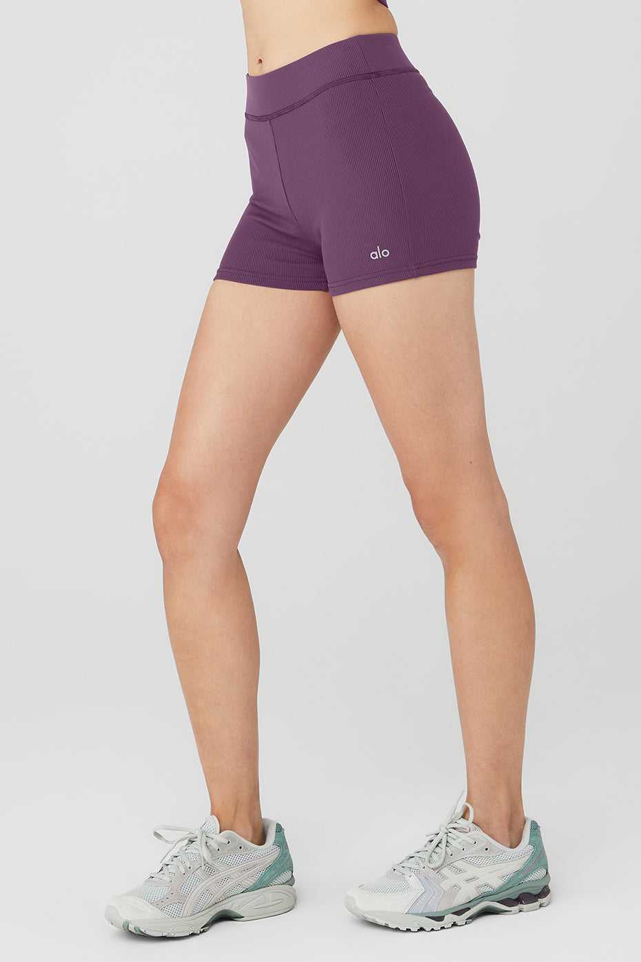 Alo Yoga USA Goddess Ribbed High-Waist Hot Dark Plum | 2480756-UG