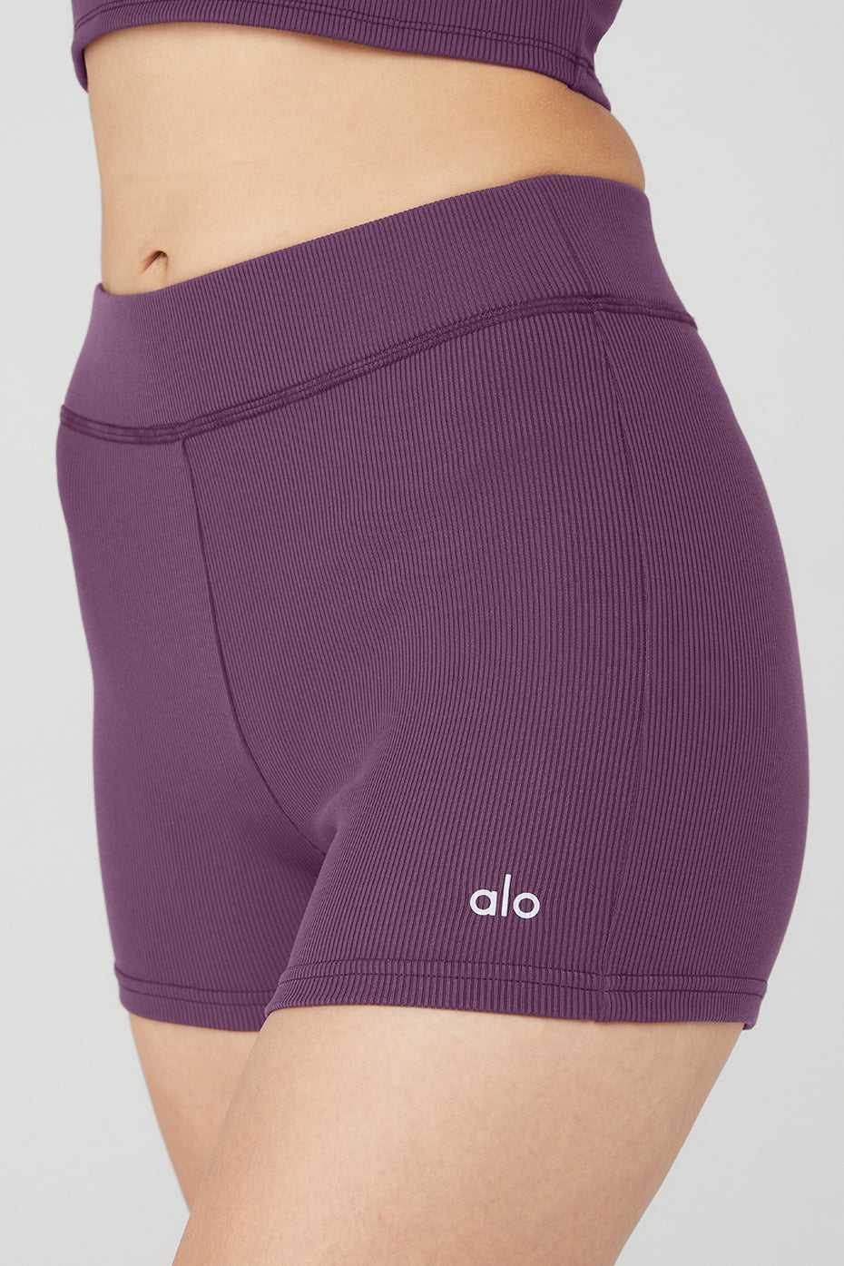 Alo Yoga USA Goddess Ribbed High-Waist Hot Dark Plum | 2480756-UG