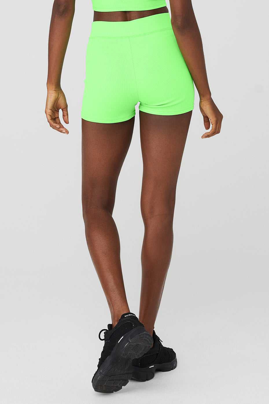 Alo Yoga USA Goddess Ribbed High-Waist Hot Green Glow | 3782495-GQ