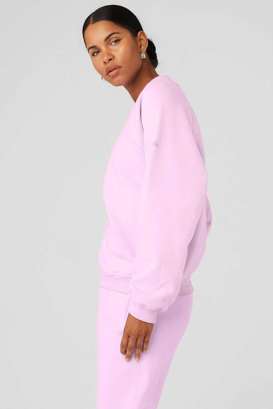 Alo Yoga USA Heavy Weight Offline Crew Neck Pullover Sugarplum Pink | 5304789-NG