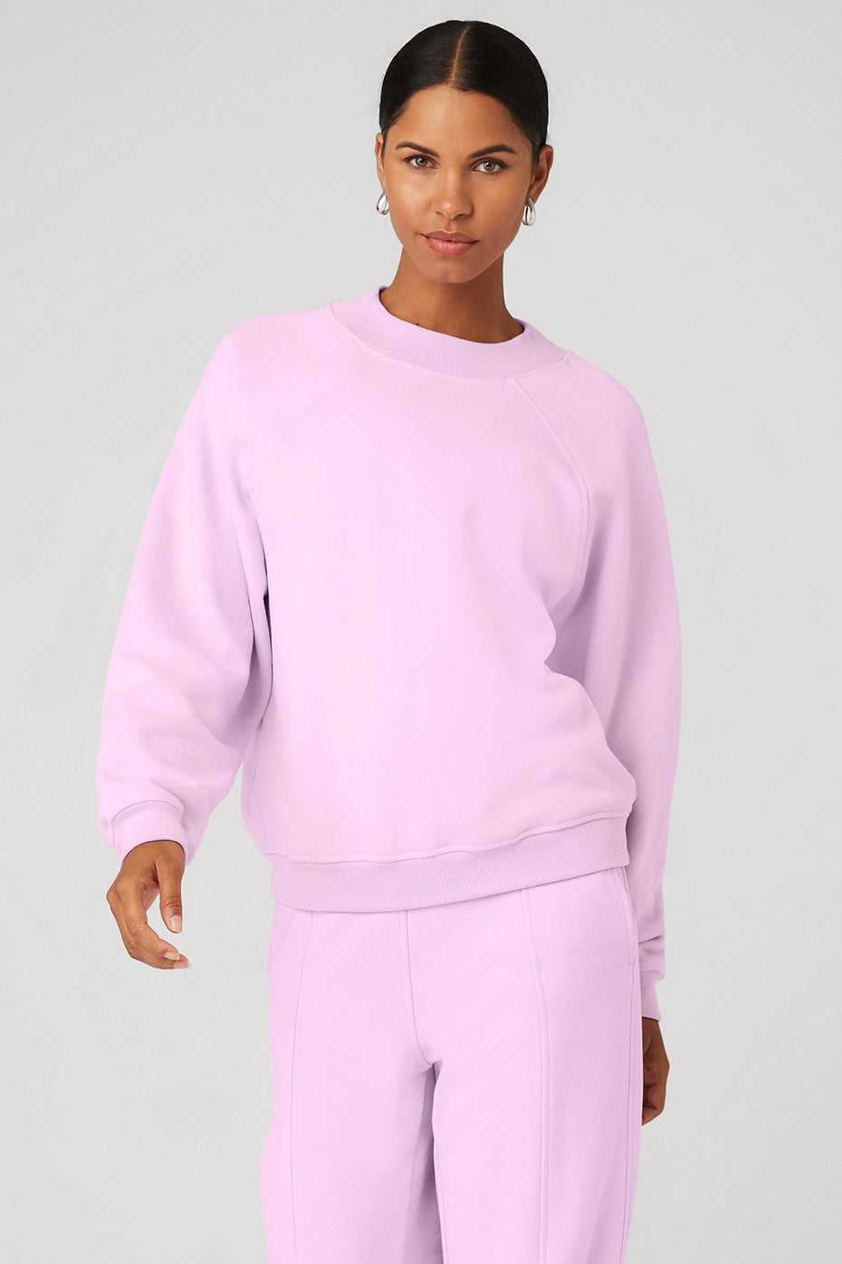 Alo Yoga USA Heavy Weight Offline Crew Neck Pullover Sugarplum Pink | 5304789-NG