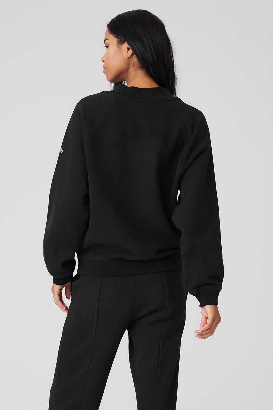 Alo Yoga USA Heavy Weight Offline Crew Neck Pullover Black | 2857091-OZ