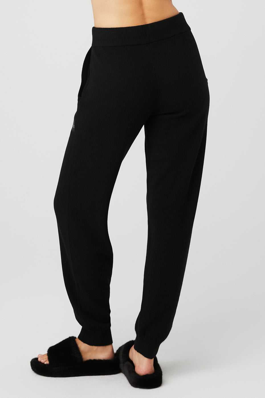 Alo Yoga USA High-Waist Cashmere Jet Set Black | 4879153-TB