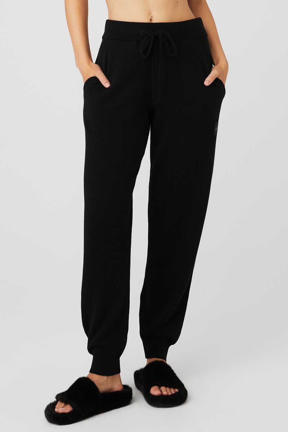 Alo Yoga USA High-Waist Cashmere Jet Set Black | 4879153-TB