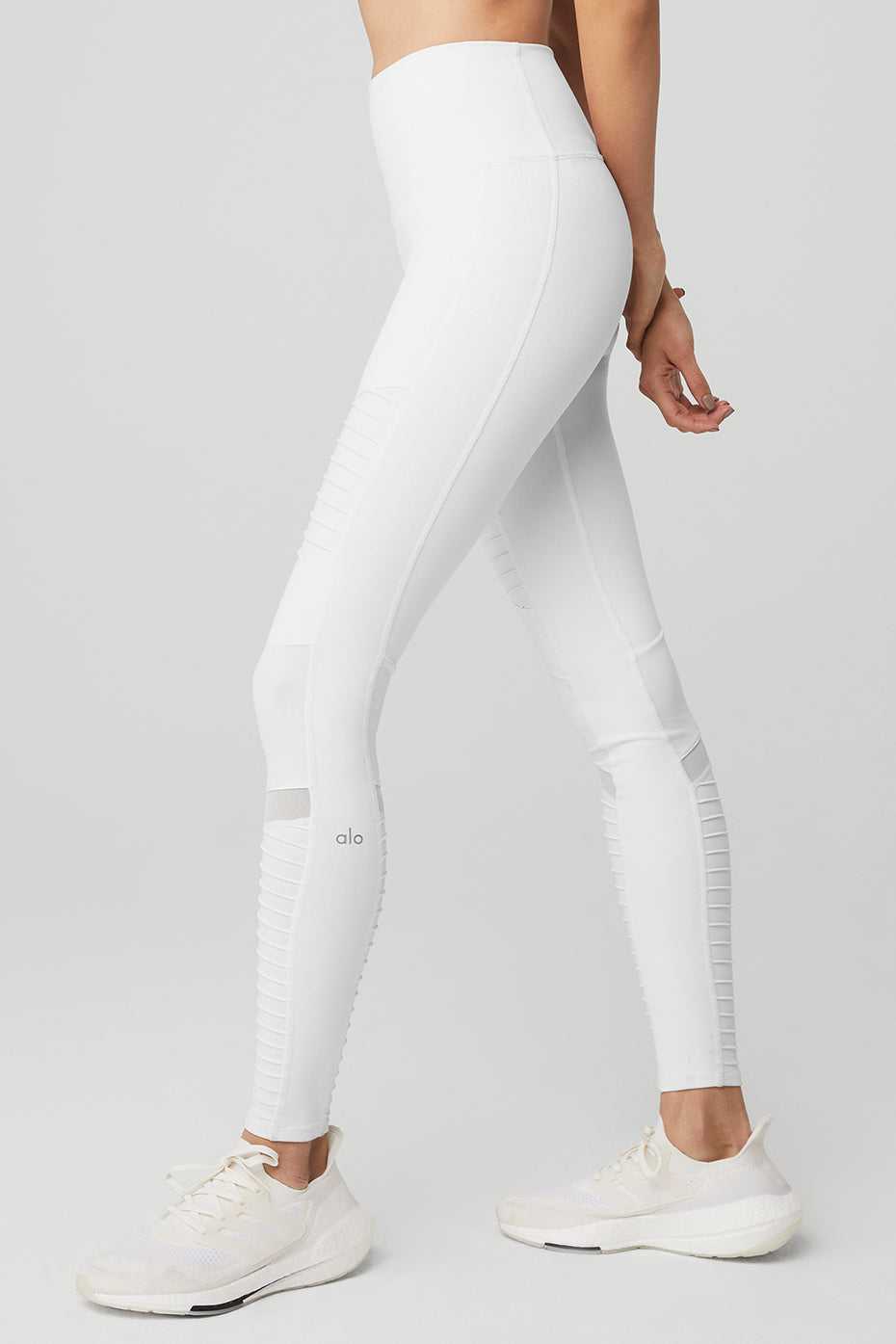 Alo Yoga USA High-Waist Moto White | 4276831-FQ