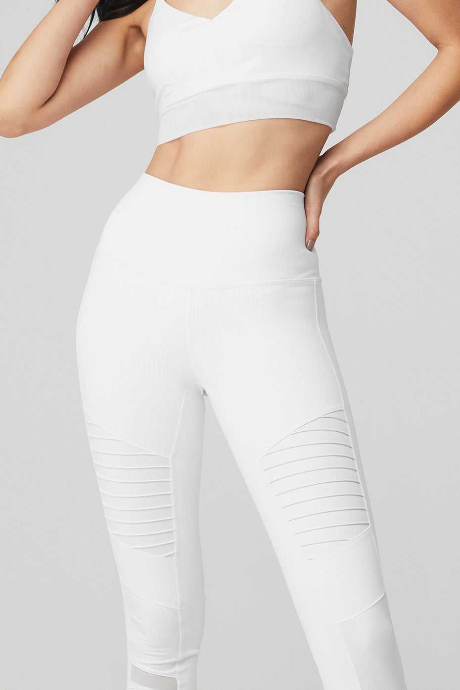 Alo Yoga USA High-Waist Moto White | 4276831-FQ