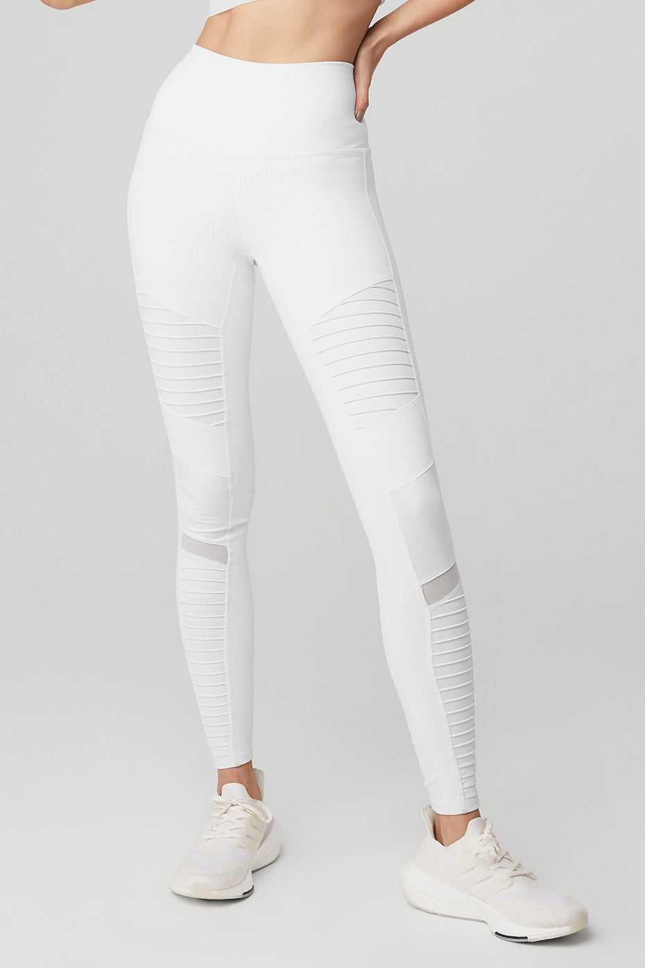 Alo Yoga USA High-Waist Moto White | 4276831-FQ