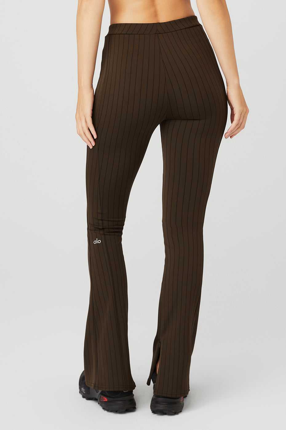 Alo Yoga USA High-Waist Pinstripe Zip It Flare Espresso | 9380517-SX